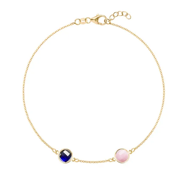 Personalized Grand 2 Birthstone Bracelet in 14k Gold sold by Haverhill