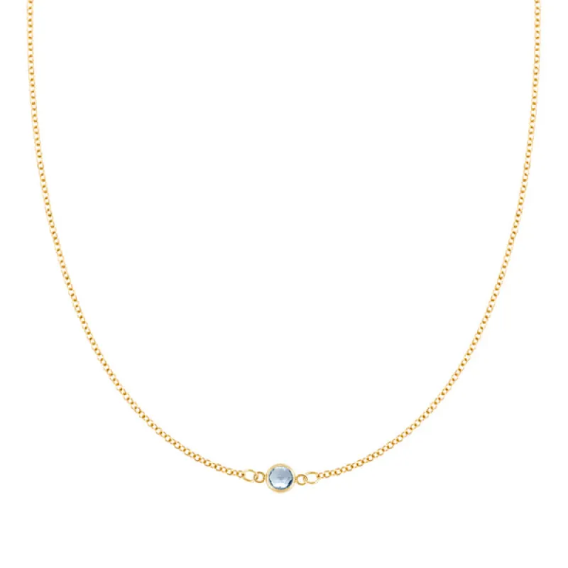 Personalized Classic 1 Birthstone Necklace in 14k Gold sold by Haverhill