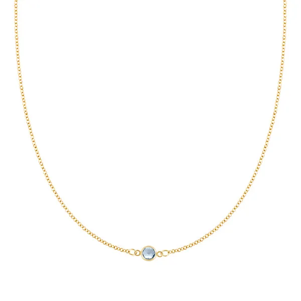 Personalized Classic 1 Birthstone Necklace in 14k Gold sold by Haverhill