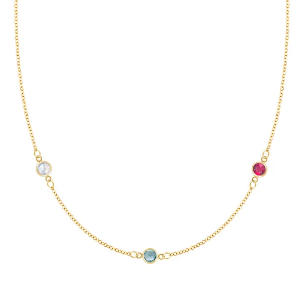 Personalized Classic 3 Birthstone Necklace in 14k Gold sold by Haverhill