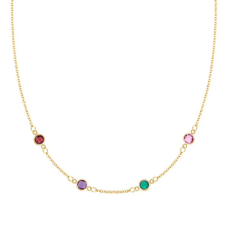 Personalized Classic 4 Birthstone Necklace in 14k Gold sold by Haverhill