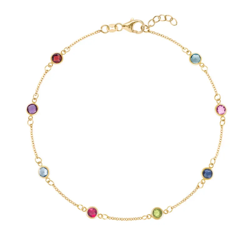 Personalized Classic 8 Birthstone Bracelet in 14k Gold sold by Haverhill