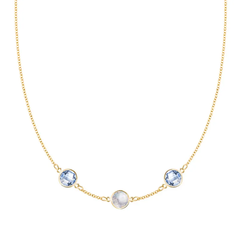 Personalized Grand 3 Birthstone Necklace in 14k Gold sold by Haverhill
