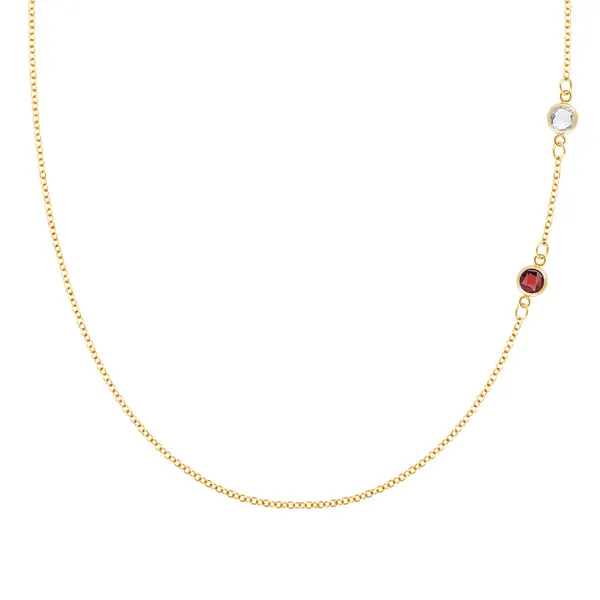 Personalized Classic 2 Birthstone Necklace in 14k Gold sold by Haverhill