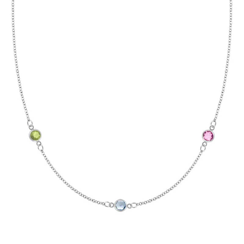 Personalized Classic 3 Birthstone Necklace in 14k Gold sold by Haverhill