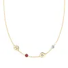 Personalized Classic 2 Letter & 2 Birthstone Necklace in 14k Gold (Single Spacing) sold by Haverhill