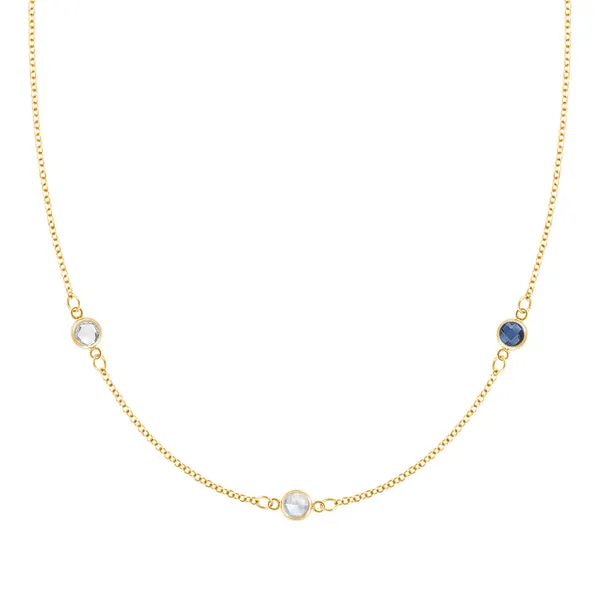 Personalized Classic 3 Birthstone Necklace in 14k Gold sold by Haverhill