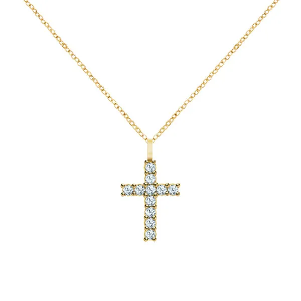 Rosecliff Cross Aquamarine Pendant in 14k Gold (March) sold by Haverhill