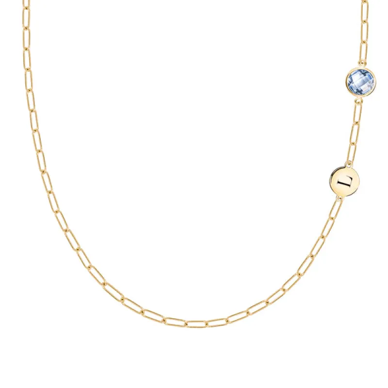 Personalized 1 Letter & 1 Grand Aquamarine Adelaide Mini Necklace in 14k Gold (March) sold by Haverhill