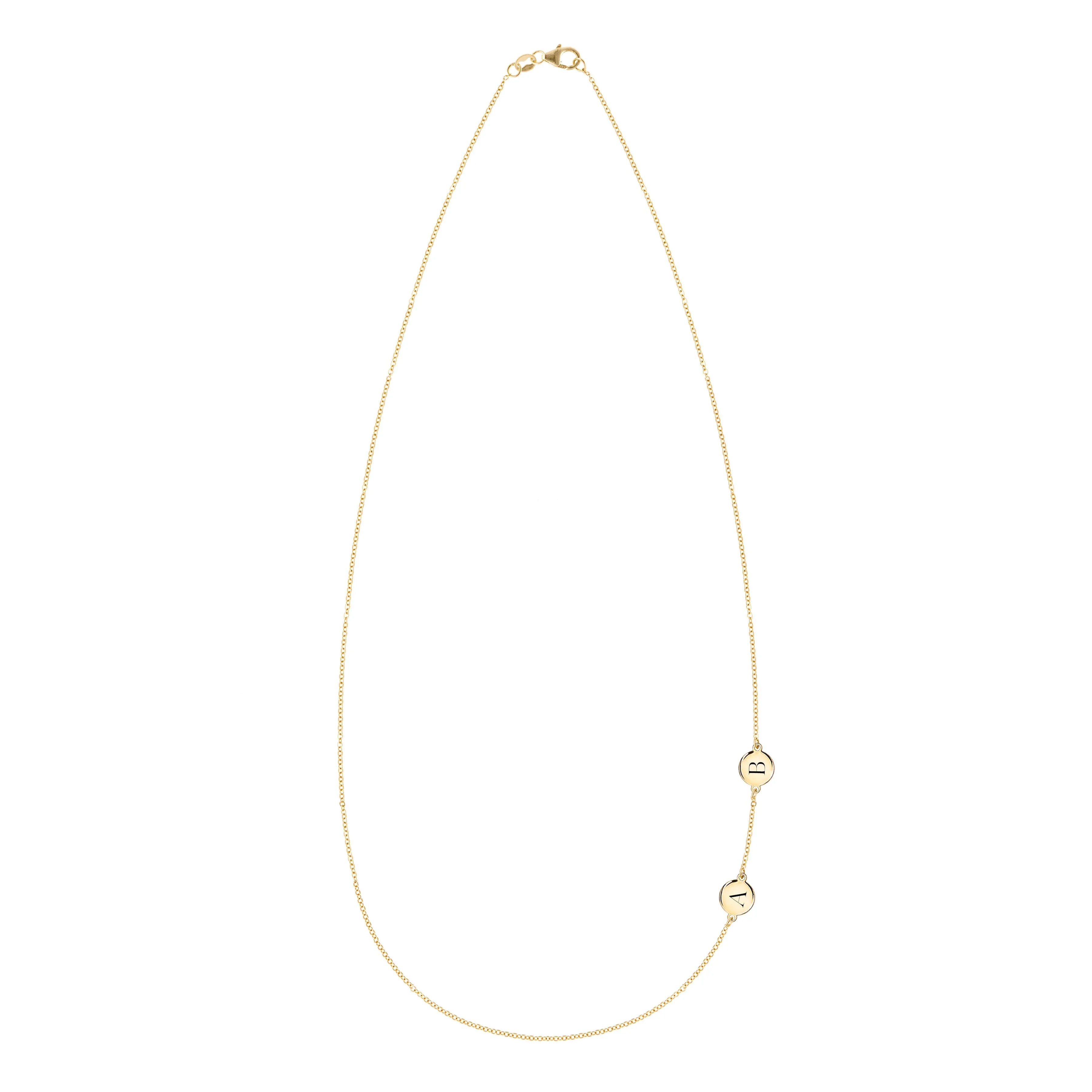 Personalized 2 Letter Necklace in 14k Gold (Double Spacing) sold by Haverhill product image thumbnail 4