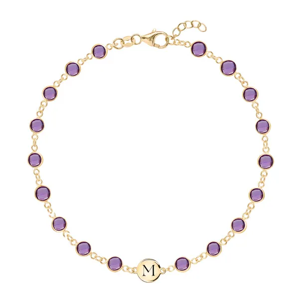 Personalized Newport 1 Letter Birthstone Bracelet in 14k Gold sold by Haverhill