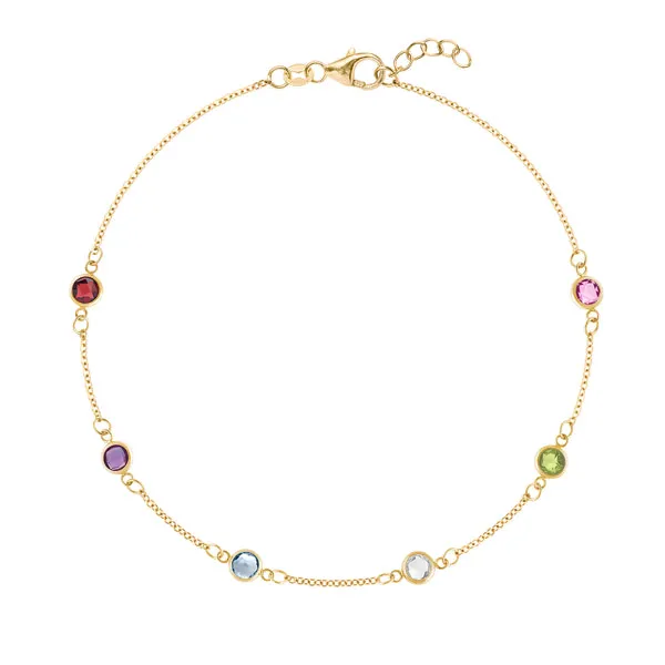 Personalized Classic 6 Birthstone Bracelet in 14k Gold sold by Haverhill