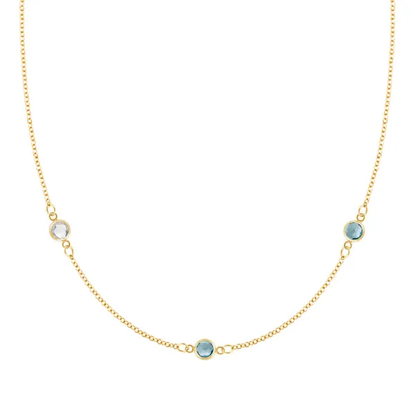 Personalized Classic 3 Birthstone Necklace in 14k Gold sold by Haverhill