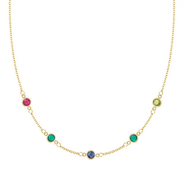 Personalized Classic 5 Birthstone Necklace in 14k Gold sold by Haverhill