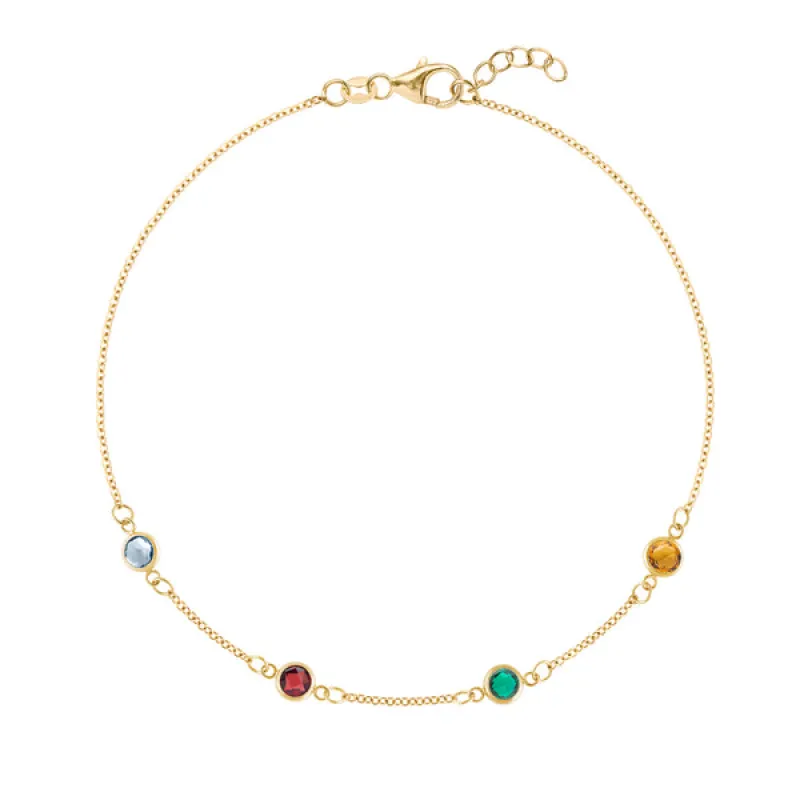 Personalized Classic 4 Birthstone Bracelet in 14k Gold sold by Haverhill