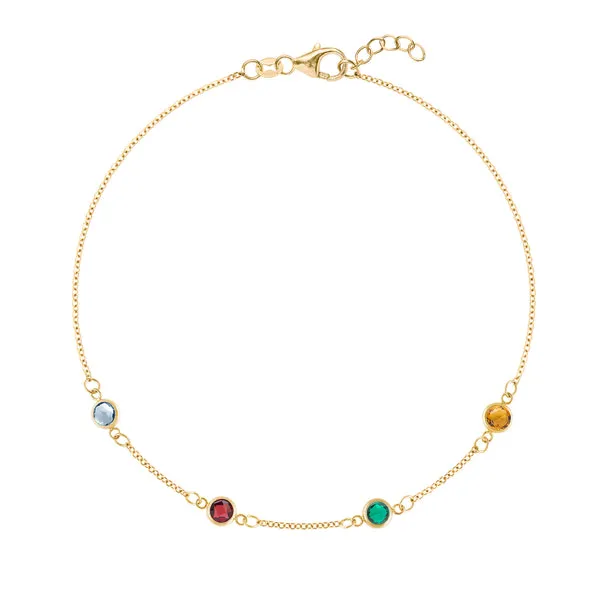 Personalized Classic 4 Birthstone Bracelet in 14k Gold sold by Haverhill