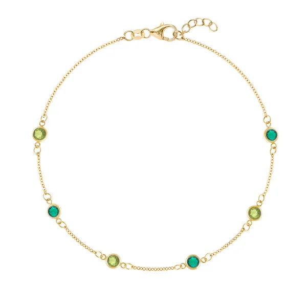Personalized Classic 6 Birthstone Bracelet in 14k Gold sold by Haverhill
