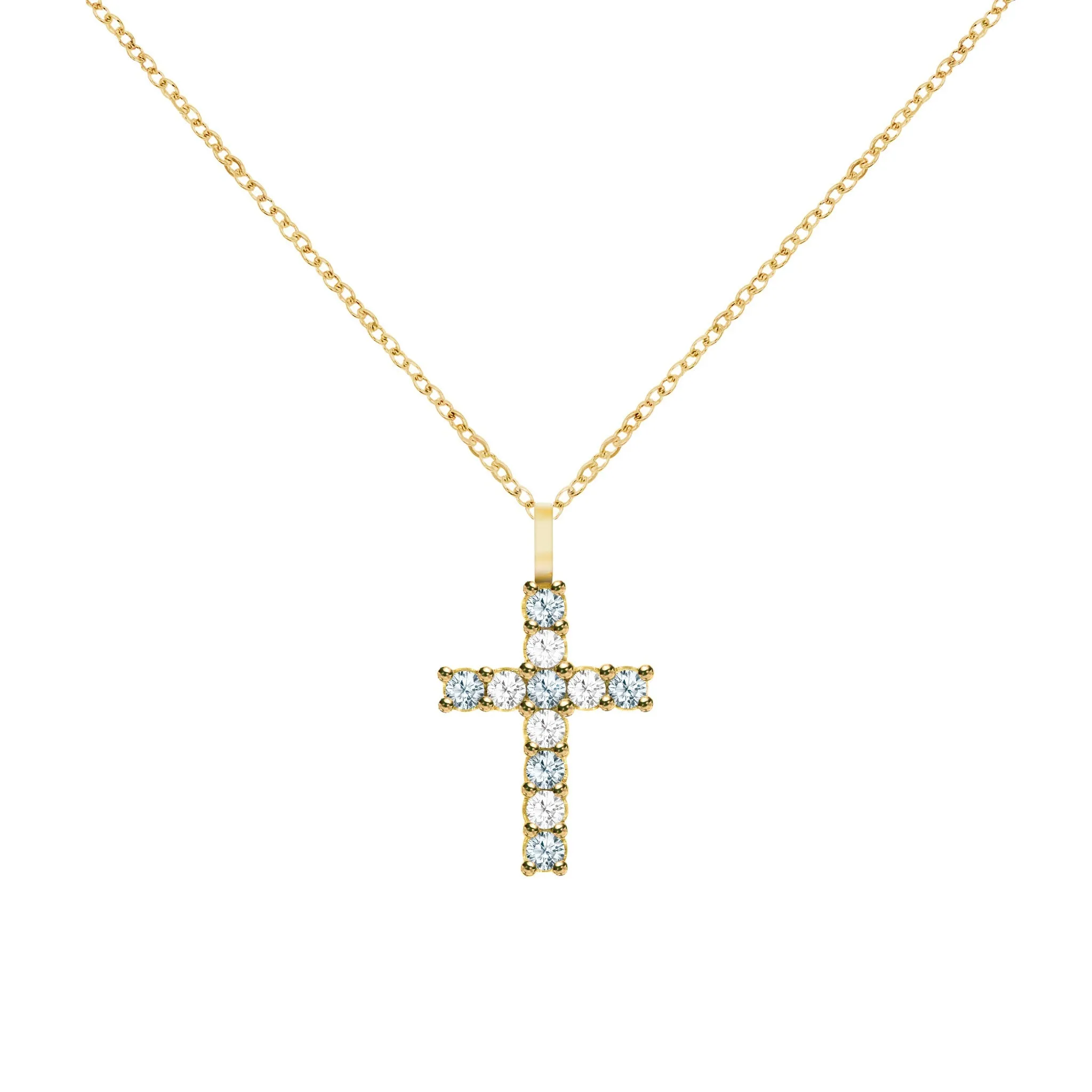 Rosecliff Cross Diamond & Aquamarine Pendant in 14k Gold (March) sold by Haverhill product image thumbnail 5