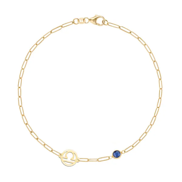 Personalized Zodiac & Birthstone Adelaide Mini Bracelet in 14k Gold sold by Haverhill