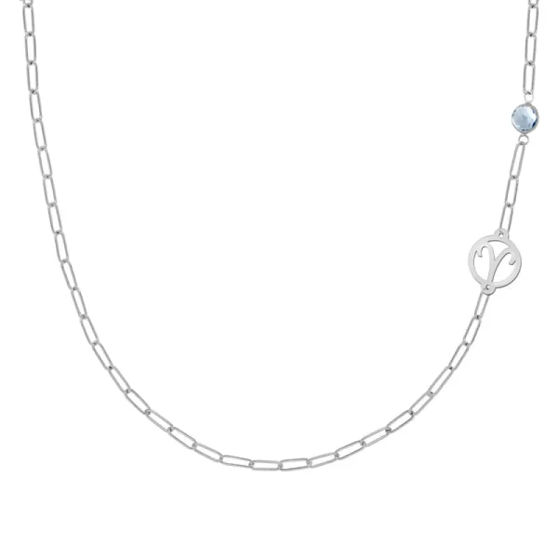 Personalized Zodiac & Birthstone Adelaide Mini Necklace in 14k Gold sold by Haverhill