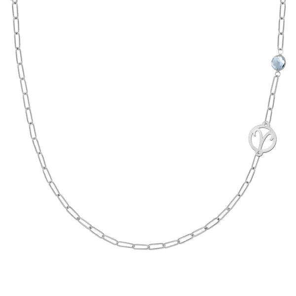 Personalized Zodiac & Birthstone Adelaide Mini Necklace in 14k Gold sold by Haverhill