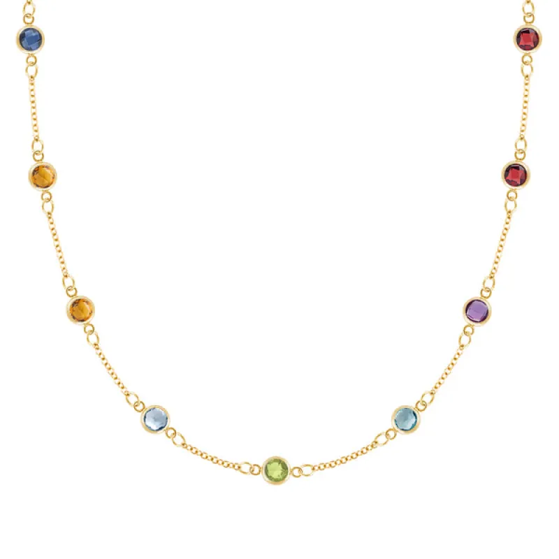 Personalized Classic 9 Birthstone Necklace in 14k Gold sold by Haverhill