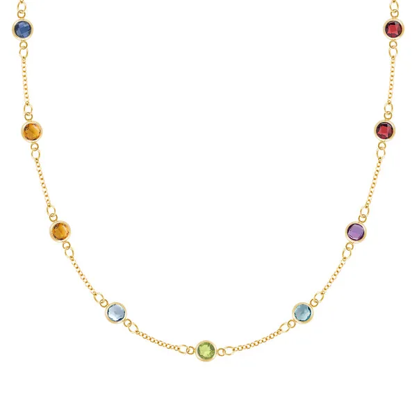 Personalized Classic 9 Birthstone Necklace in 14k Gold sold by Haverhill