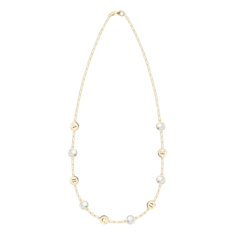 5 Letter & 5 Grand Birthstone Adelaide Mini Necklace in 14k Gold sold by Haverhill