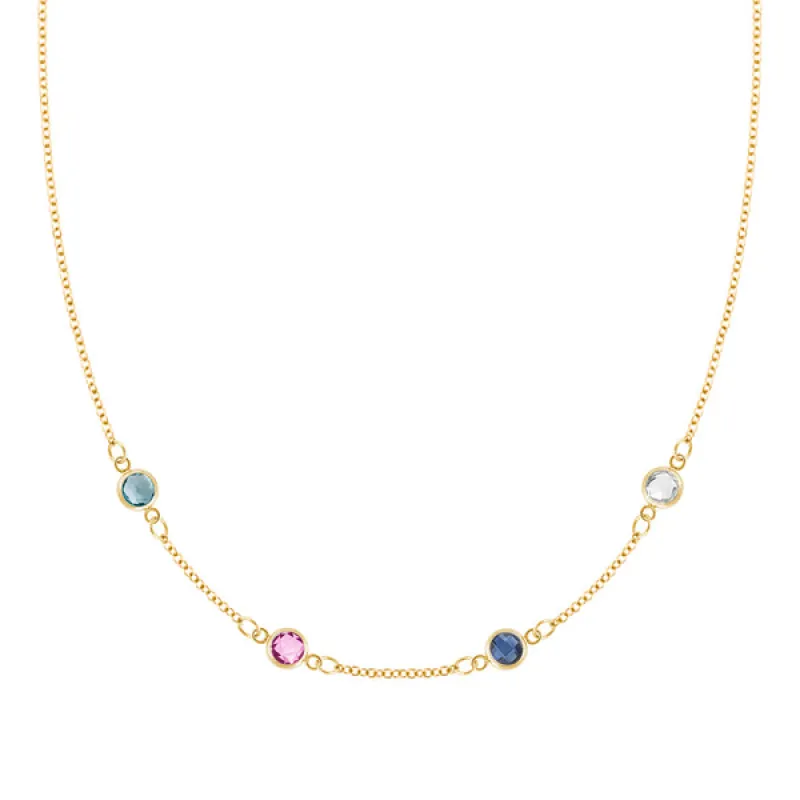 Personalized Classic 4 Birthstone Necklace in 14k Gold sold by Haverhill