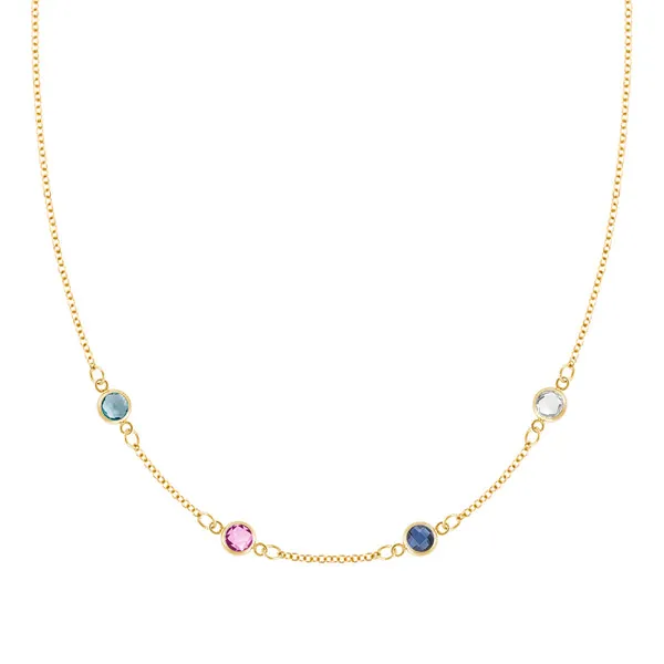 Personalized Classic 4 Birthstone Necklace in 14k Gold sold by Haverhill