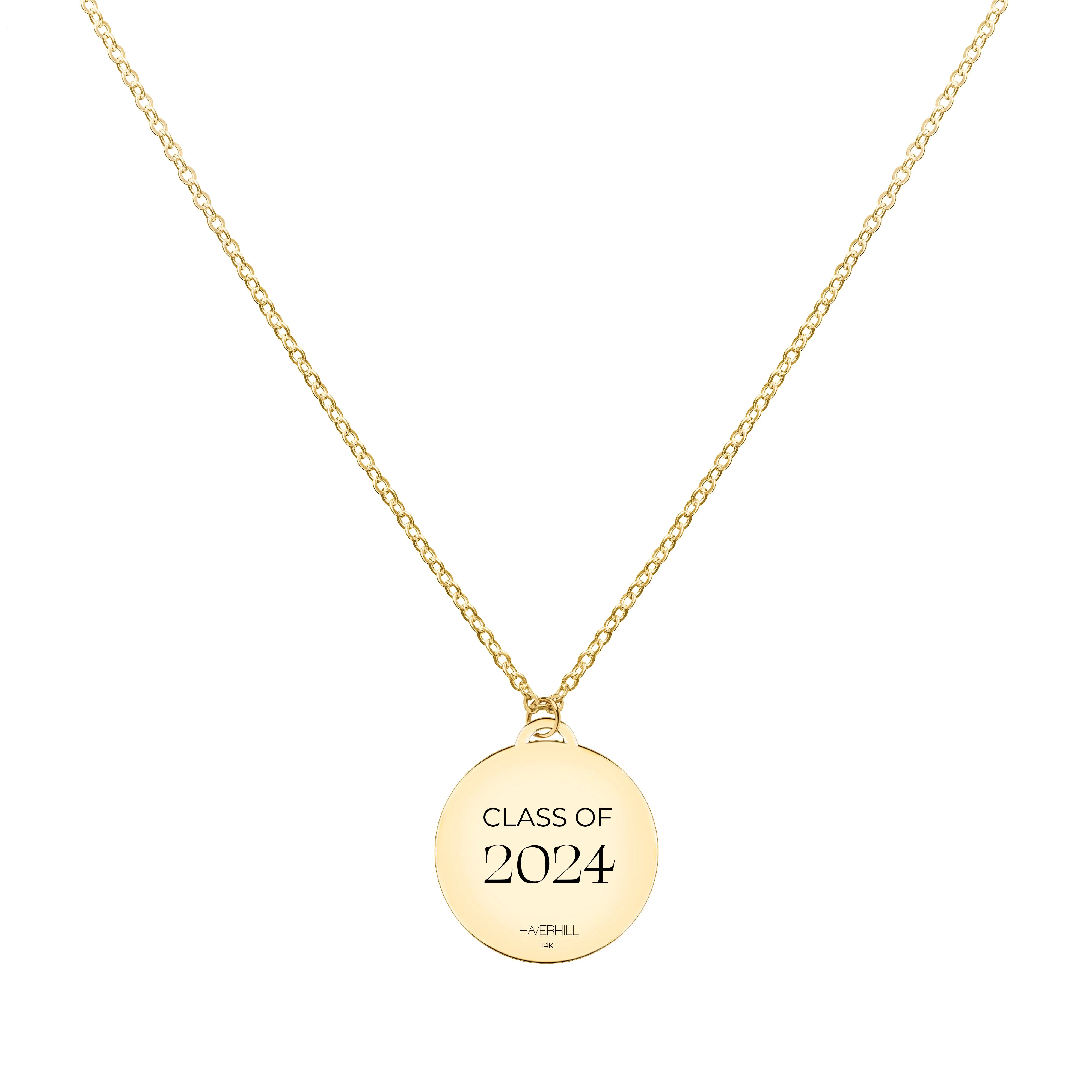 Engravable Graduation Flat Circle Pendant with Classic Chain in 14k Gold sold by Haverhill product image thumbnail 4