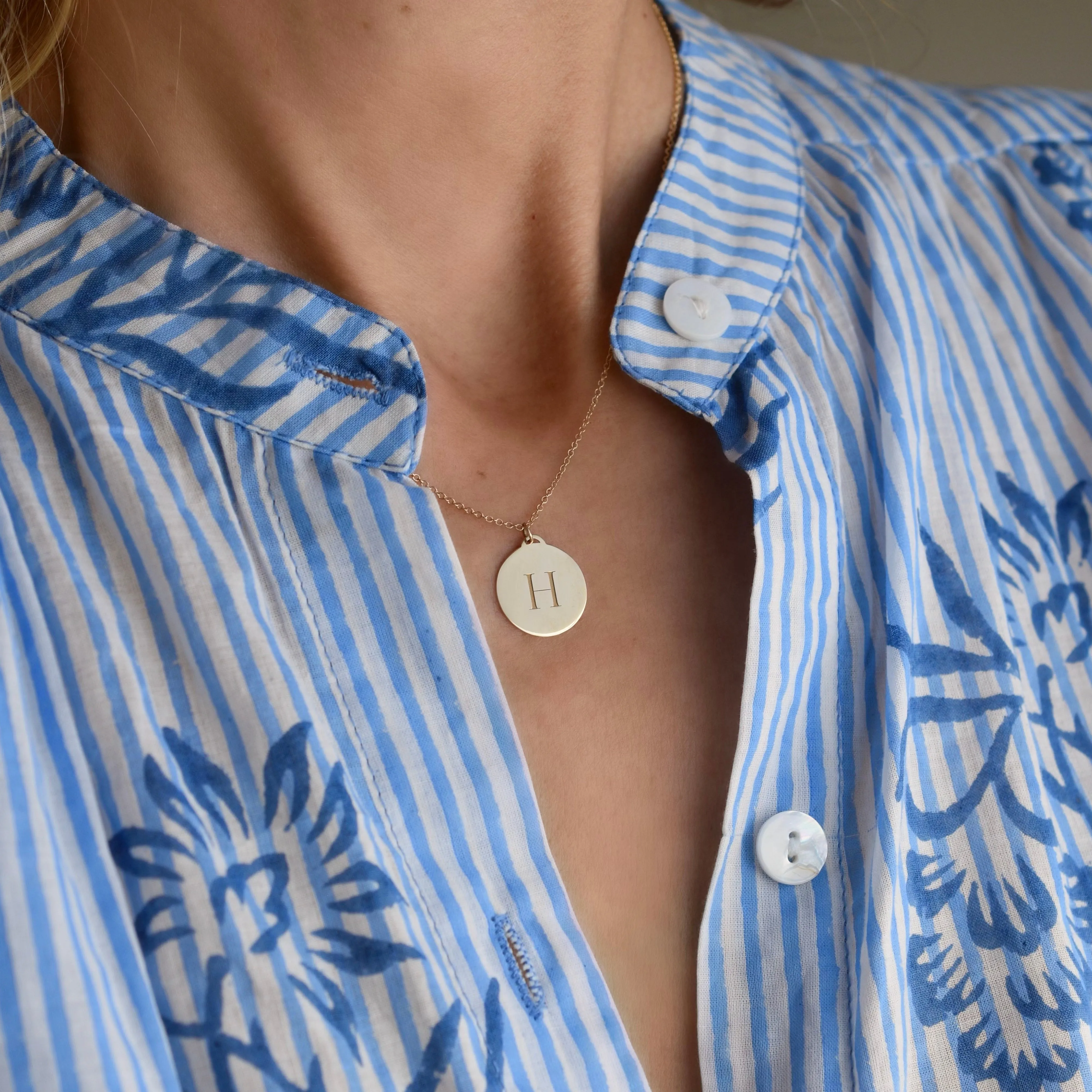 Engravable Graduation Flat Circle Pendant with Classic Chain in 14k Gold sold by Haverhill product image thumbnail 2