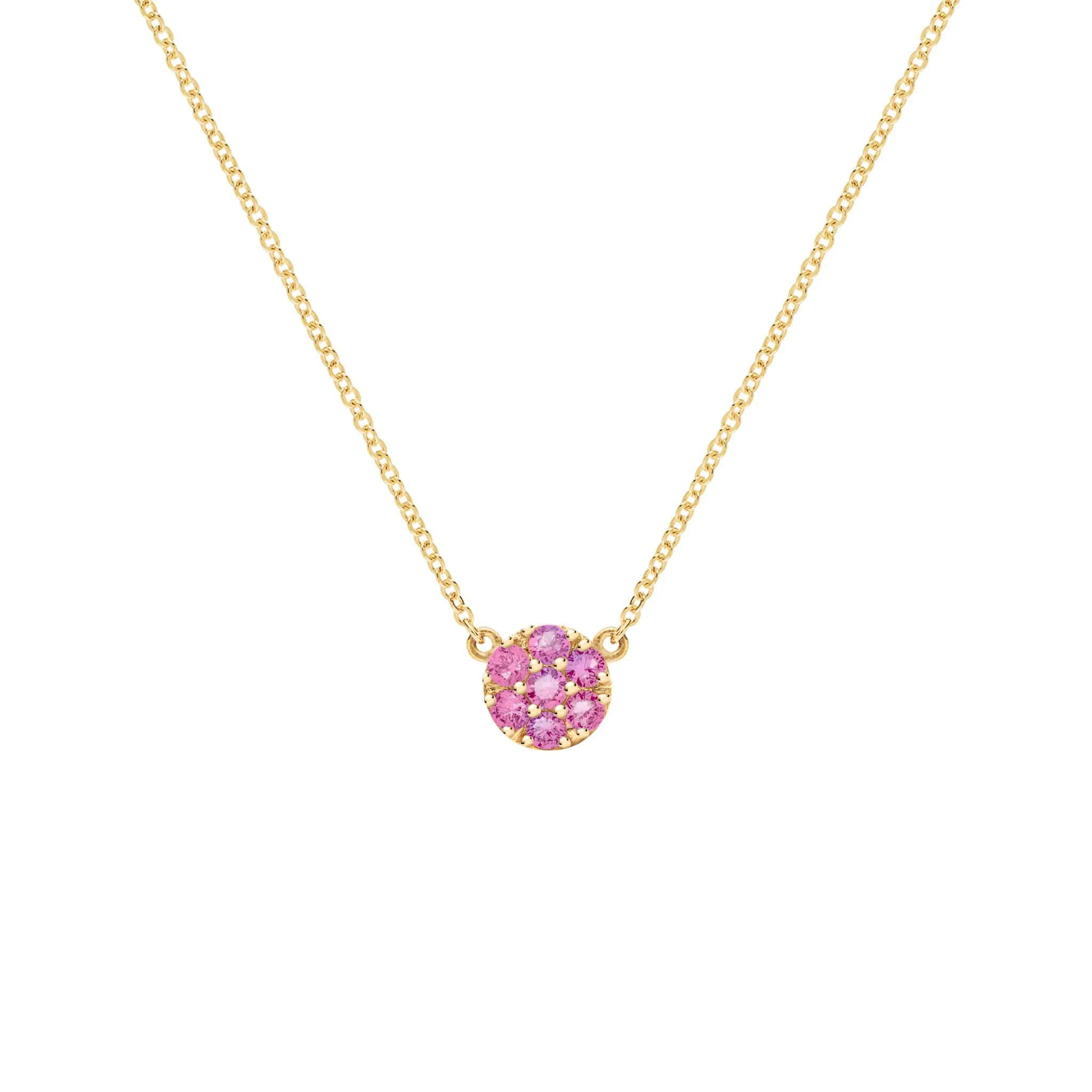 Rosecliff Pink Sapphire Mini Necklace in Solid 14k Gold (October) sold by Haverhill