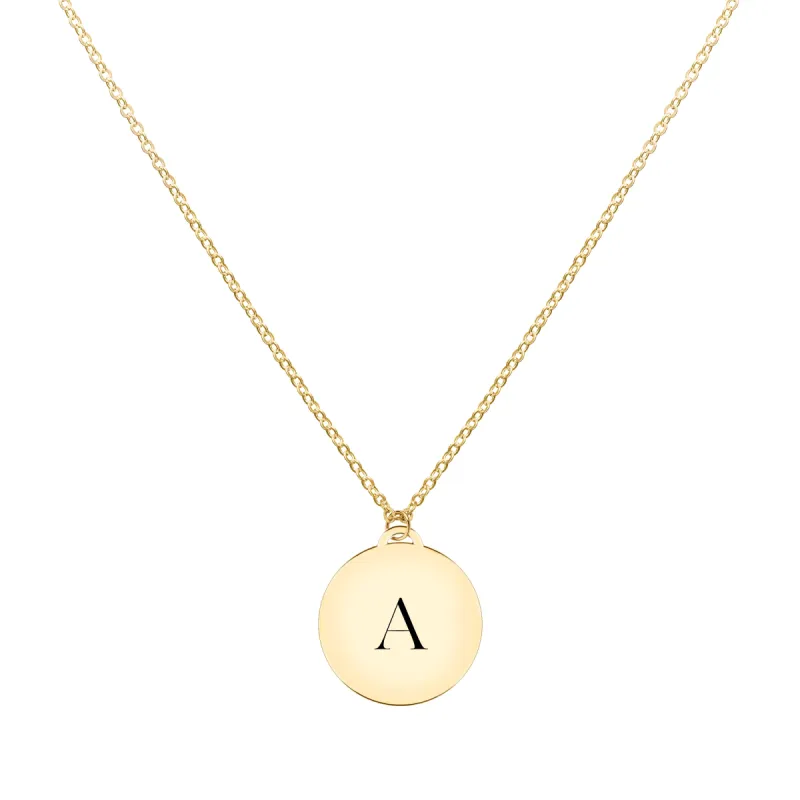Engravable Graduation Flat Circle Pendant with Classic Chain in 14k Gold sold by Haverhill