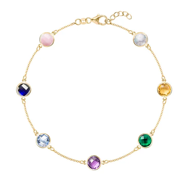 Personalized Grand 7 Birthstone Bracelet in 14k Gold sold by Haverhill