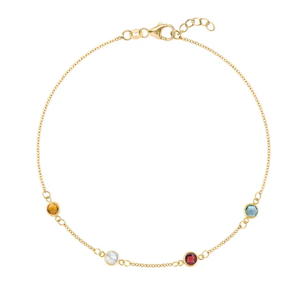 Personalized Classic 4 Birthstone Bracelet in 14k Gold sold by Haverhill