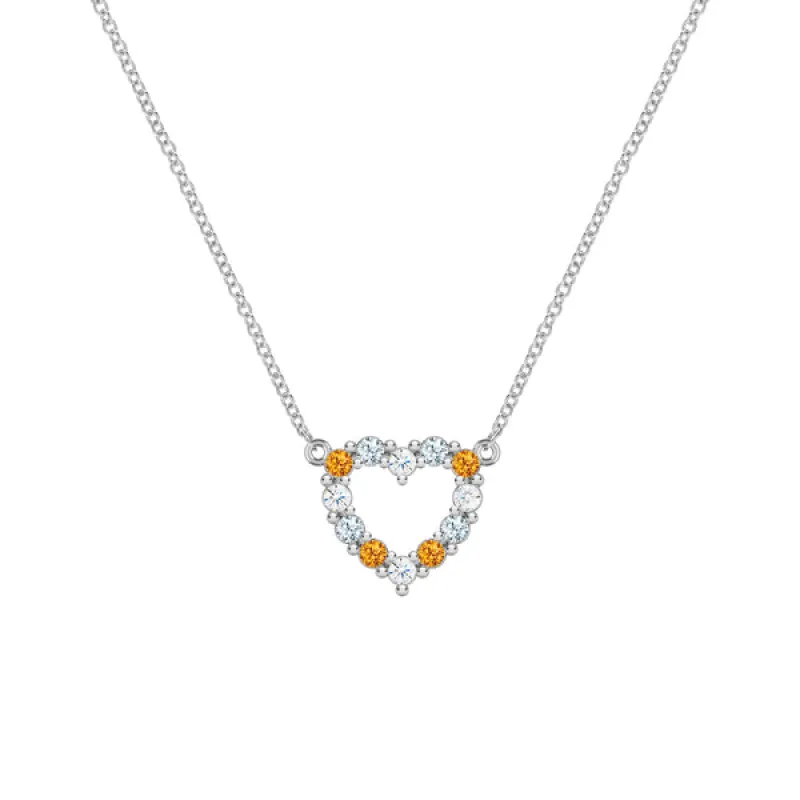 Personalized Rosecliff Small Heart Birthstone Necklace in 14k Gold sold by Haverhill