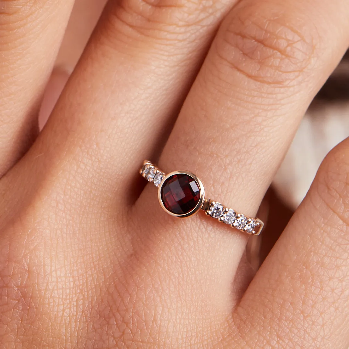 Rosecliff Grand Garnet Ring in 14k Gold (January) sold by Haverhill product image thumbnail 3