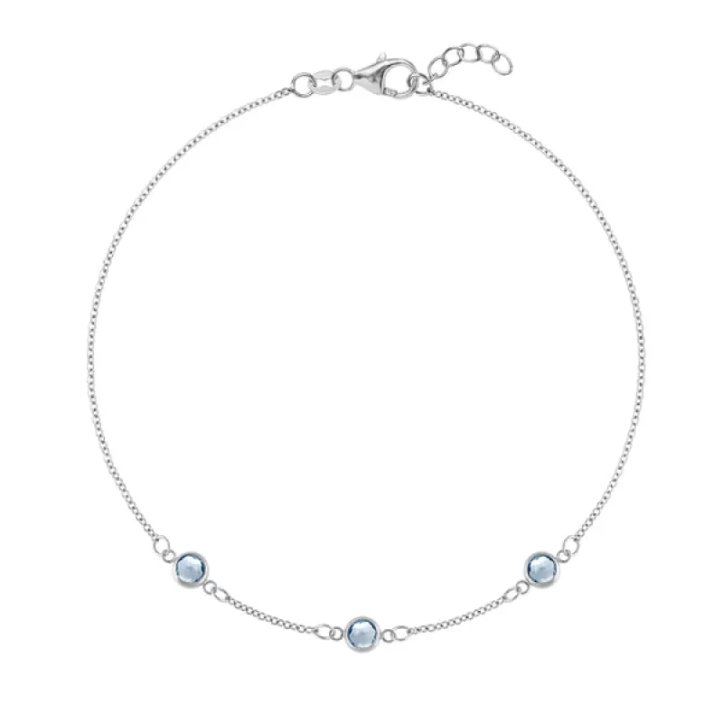 Personalized Classic 3 Birthstone Bracelet in 14k Gold sold by Haverhill