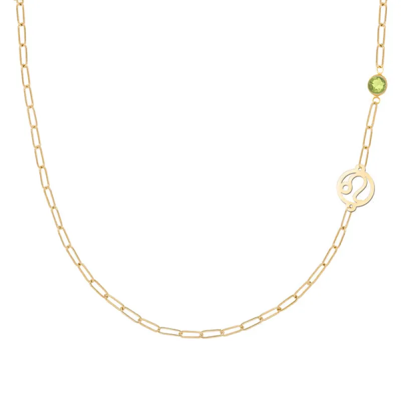 Personalized Zodiac & Birthstone Adelaide Mini Necklace in 14k Gold sold by Haverhill