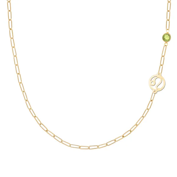 Personalized Zodiac & Birthstone Adelaide Mini Necklace in 14k Gold sold by Haverhill