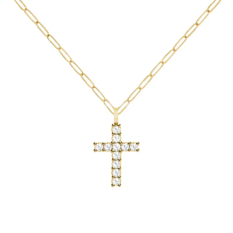 Rosecliff Cross Diamond Pendant in 14k Gold (April) sold by Haverhill