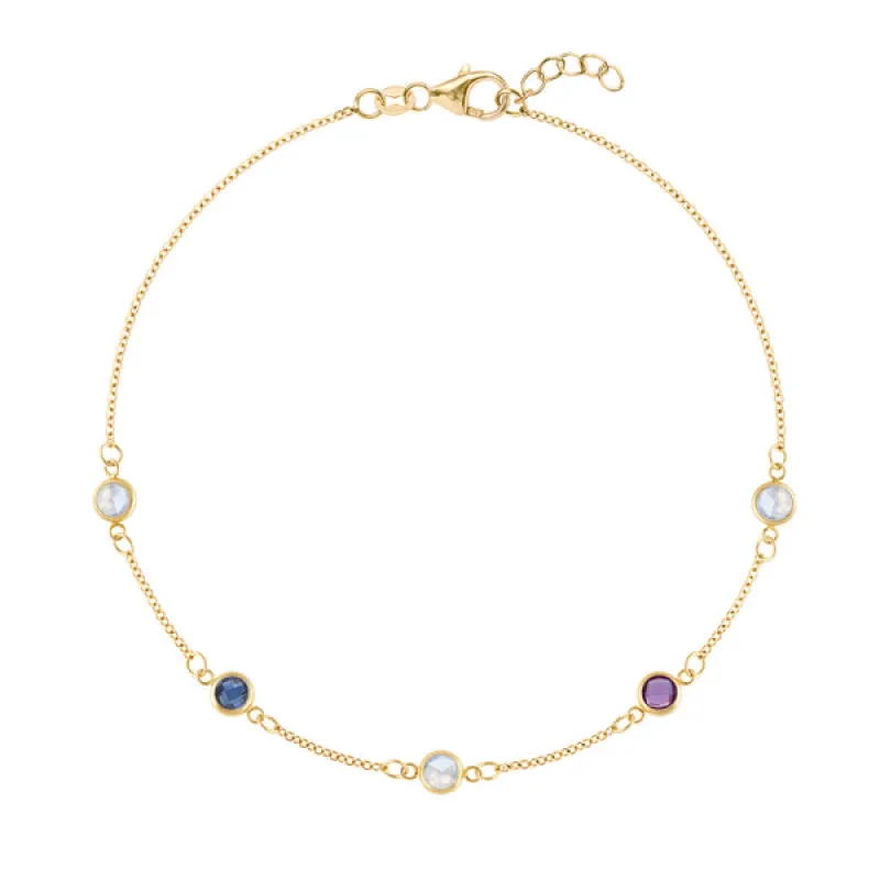 Personalized Classic 5 Birthstone Bracelet in 14k Gold sold by Haverhill