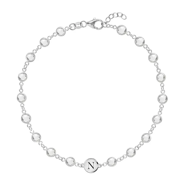 Personalized Newport 1 Letter Birthstone Bracelet in 14k Gold sold by Haverhill