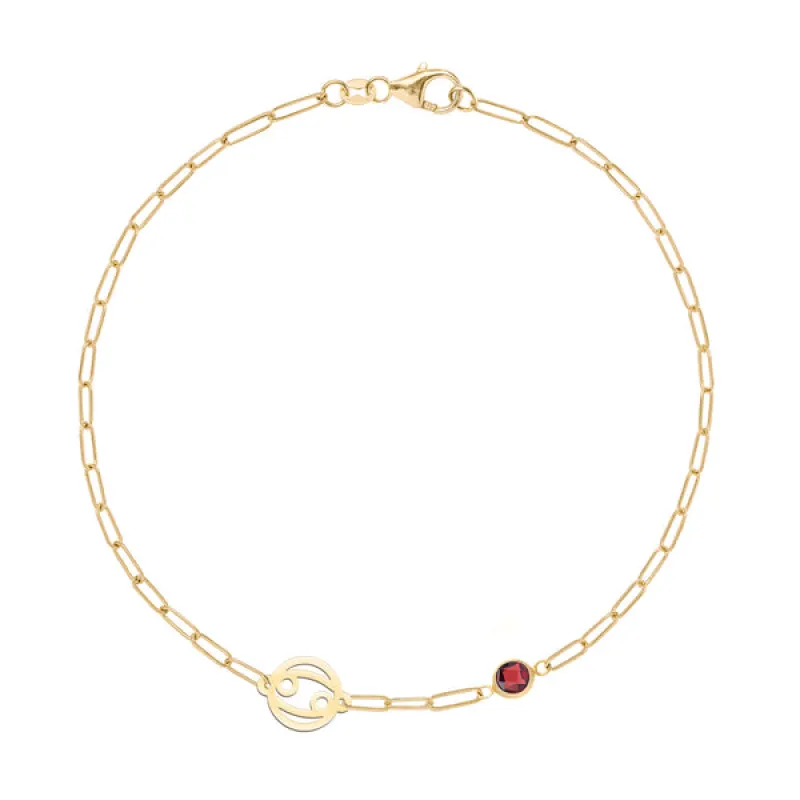 Personalized Cancer & Birthstone Bracelet on Adelaide Mini in 14k Gold made by Haverhill