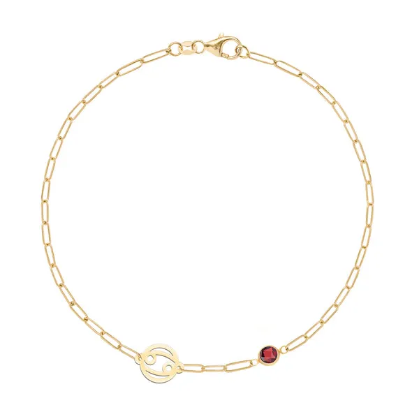 Personalized Cancer & Birthstone Bracelet on Adelaide Mini in 14k Gold sold by Haverhill