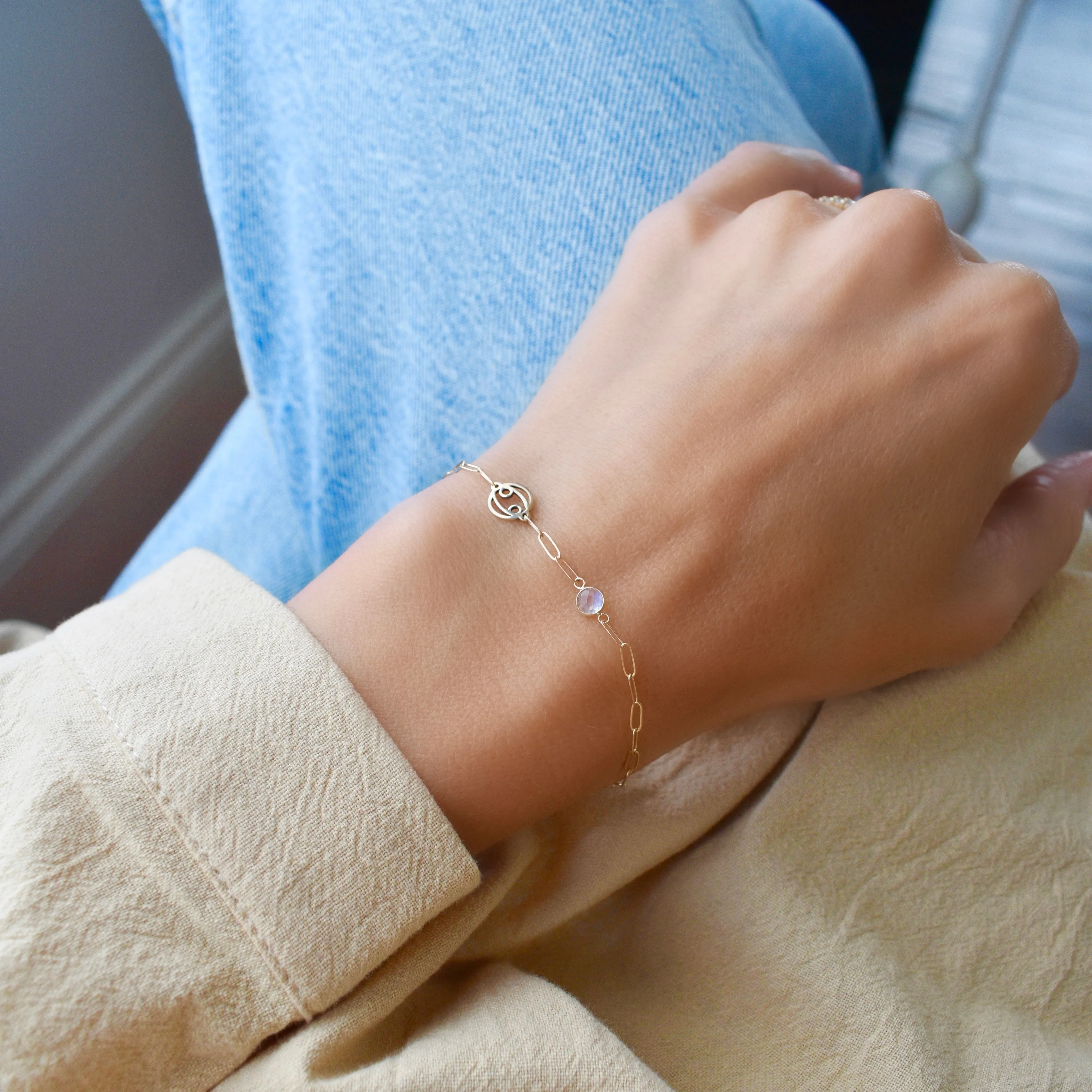 Personalized Cancer & Birthstone Bracelet on Adelaide Mini in 14k Gold sold by Haverhill product image thumbnail 2