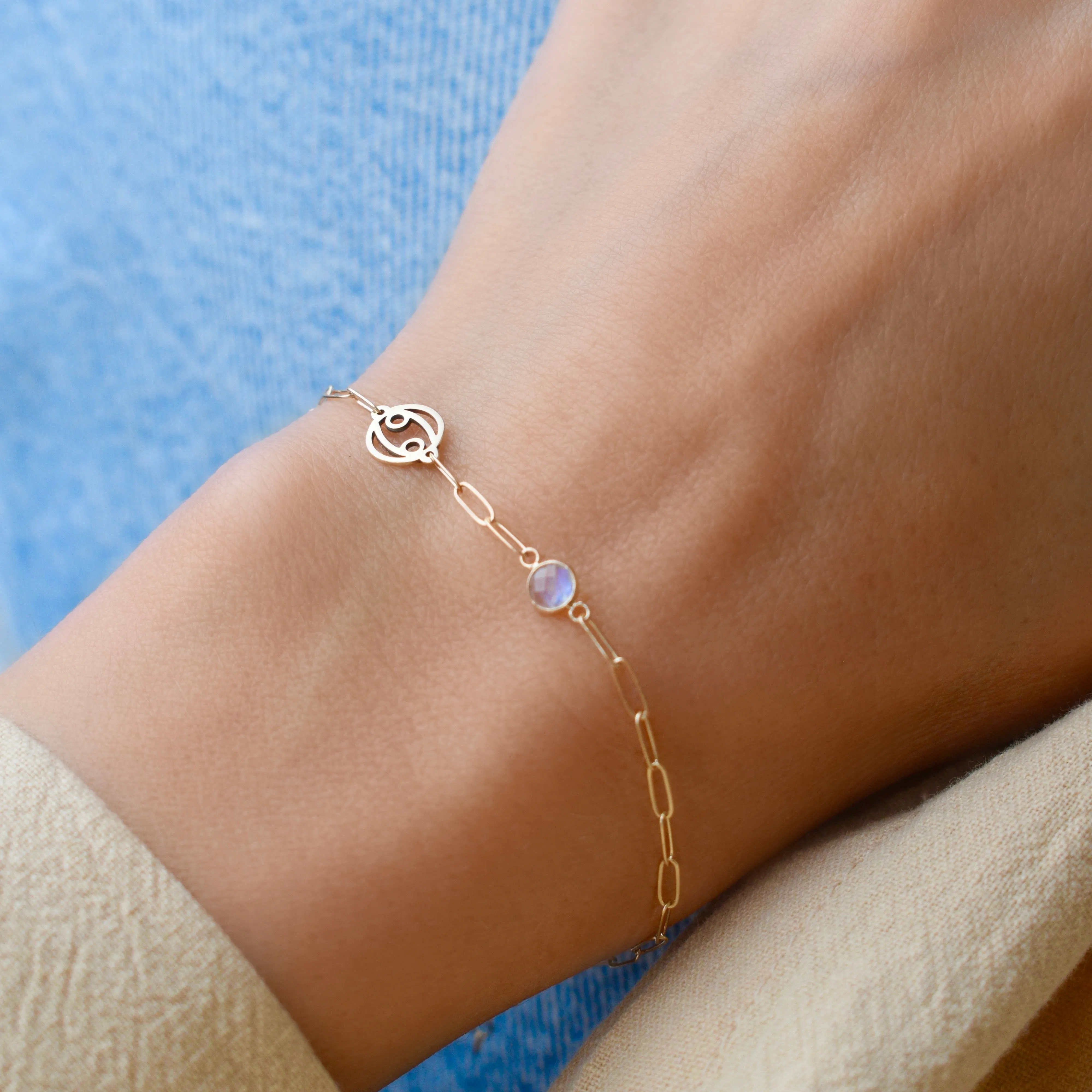 Personalized Cancer & Birthstone Bracelet on Adelaide Mini in 14k Gold sold by Haverhill product image thumbnail 3
