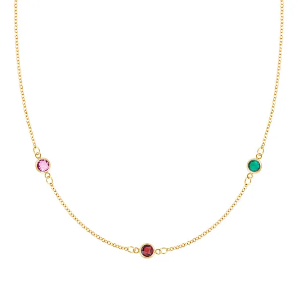 Personalized Classic 3 Birthstone Necklace in 14k Gold sold by Haverhill