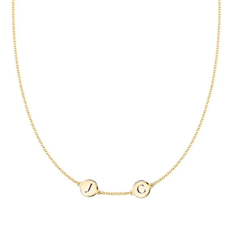 Personalized 2 Letter Necklace in 14k Gold (Single Spacing) sold by Haverhill